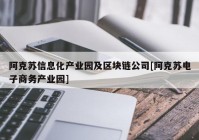 阿克苏信息化产业园及区块链公司[阿克苏电子商务产业园]